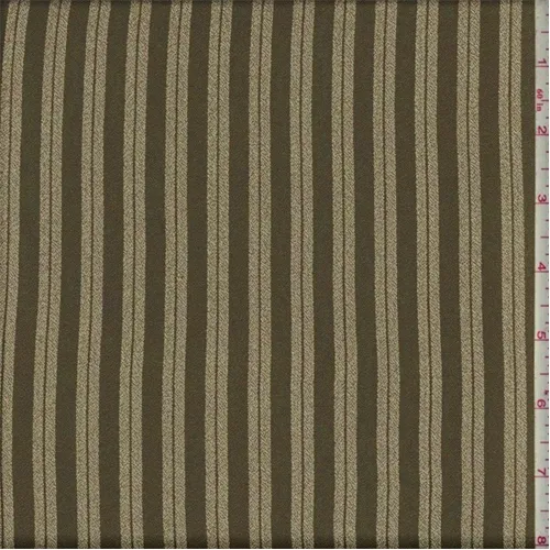 3 1/2 YD PC-Brown/White Striped Momie Crepe Fabric