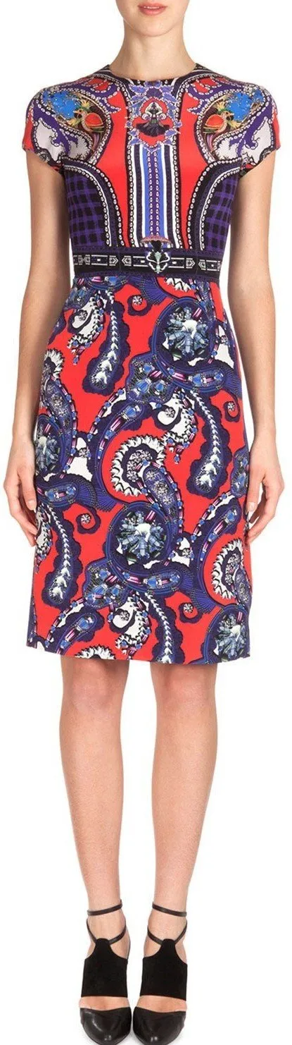 Abstract Printed Sheath Dress