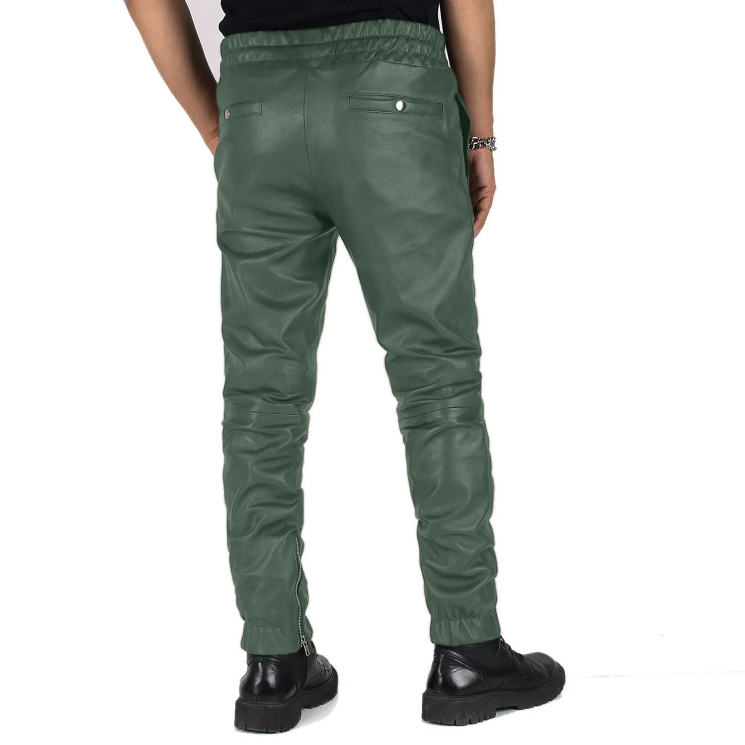 Aethor Men's Green Faux Leather Pants