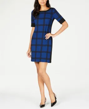 Alfani Petite Printed Sheath Dress Windowpane, Size 8P