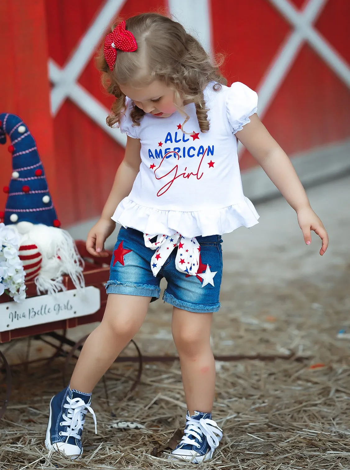 All American Girl Star Denim Short Set