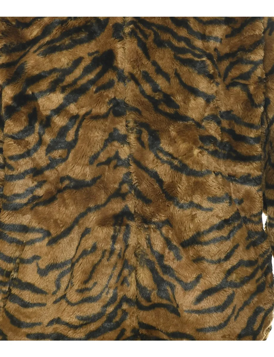 Animal Print Faux Fur Jacket - L