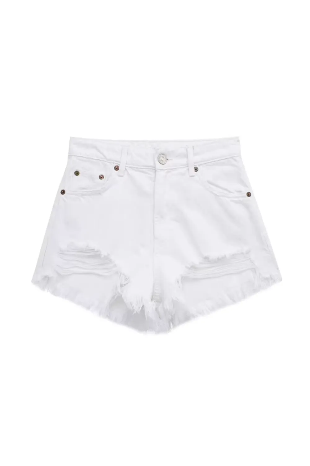 'Annie' High-Waist Ripped Denim Shorts (2 Colors)