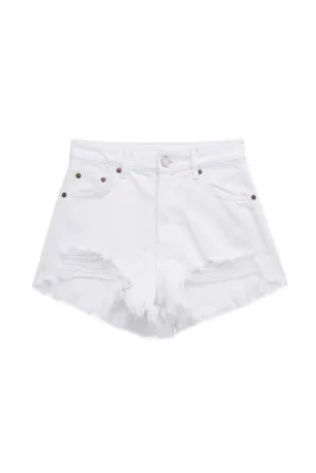 'Annie' High-Waist Ripped Denim Shorts (2 Colors)