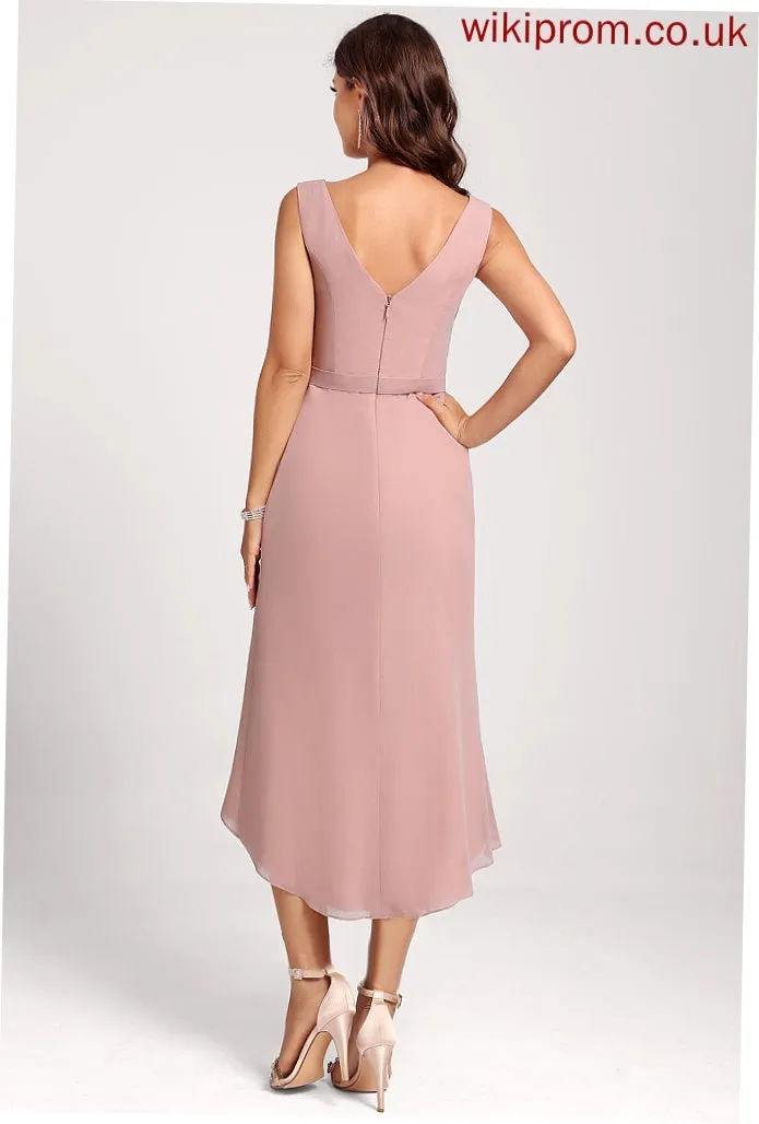 Asymmetrical Club Dresses Gabriela V-neck Chiffon Sheath/Column Dress Cocktail