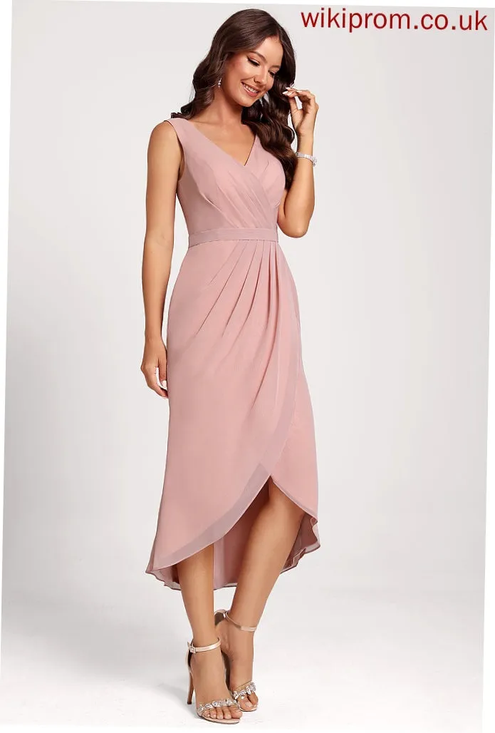 Asymmetrical Club Dresses Gabriela V-neck Chiffon Sheath/Column Dress Cocktail