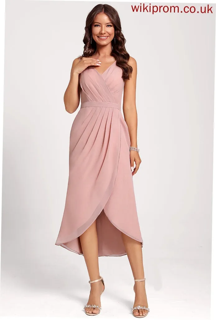 Asymmetrical Club Dresses Gabriela V-neck Chiffon Sheath/Column Dress Cocktail