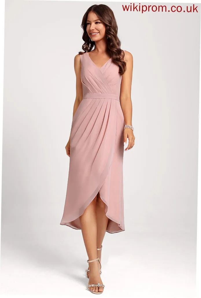 Asymmetrical Club Dresses Gabriela V-neck Chiffon Sheath/Column Dress Cocktail