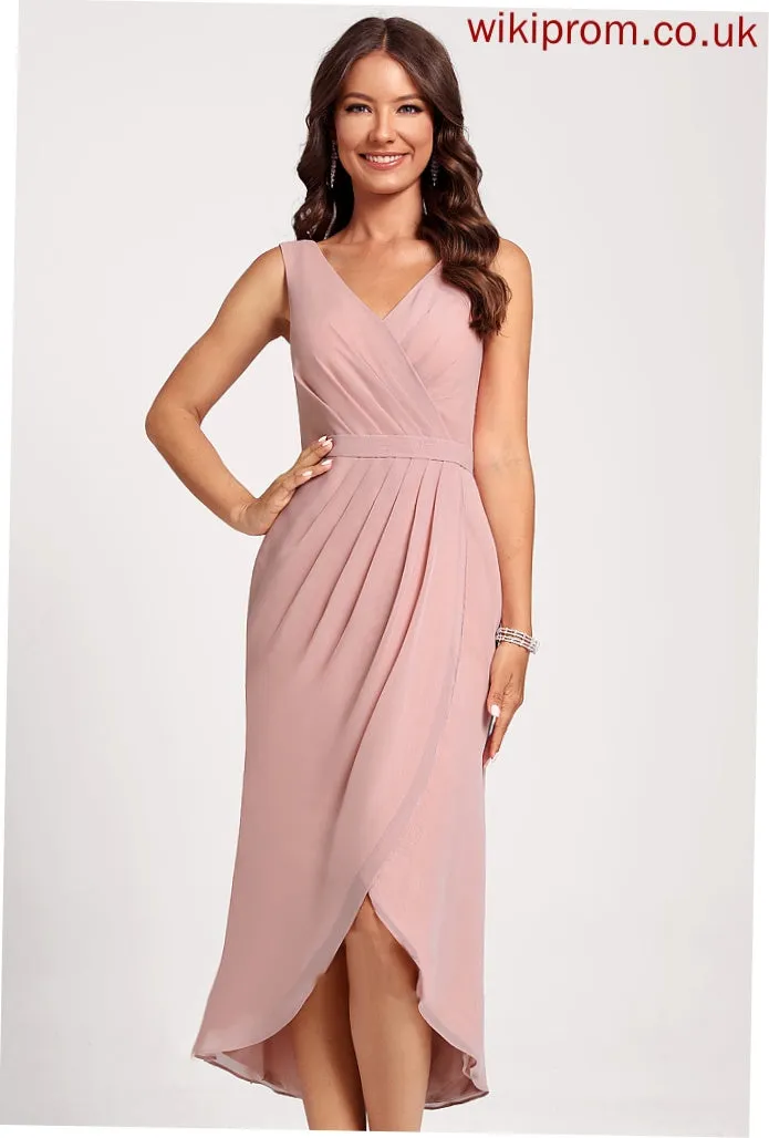 Asymmetrical Club Dresses Gabriela V-neck Chiffon Sheath/Column Dress Cocktail