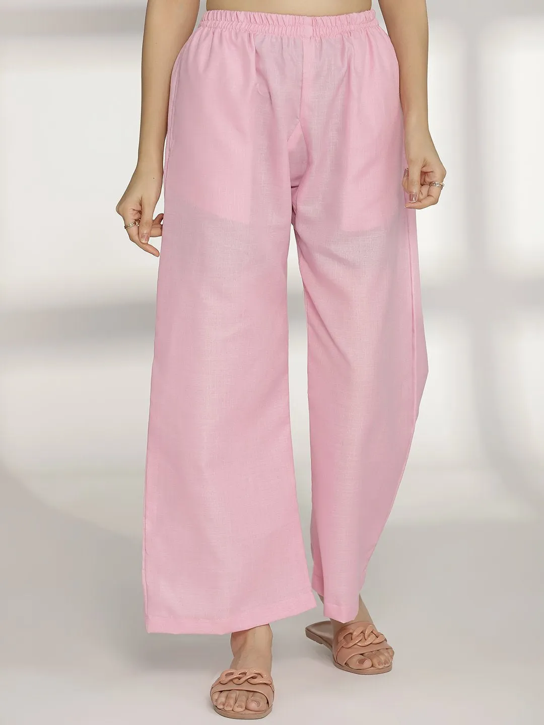 BabyPink CottonSlub Palazzo