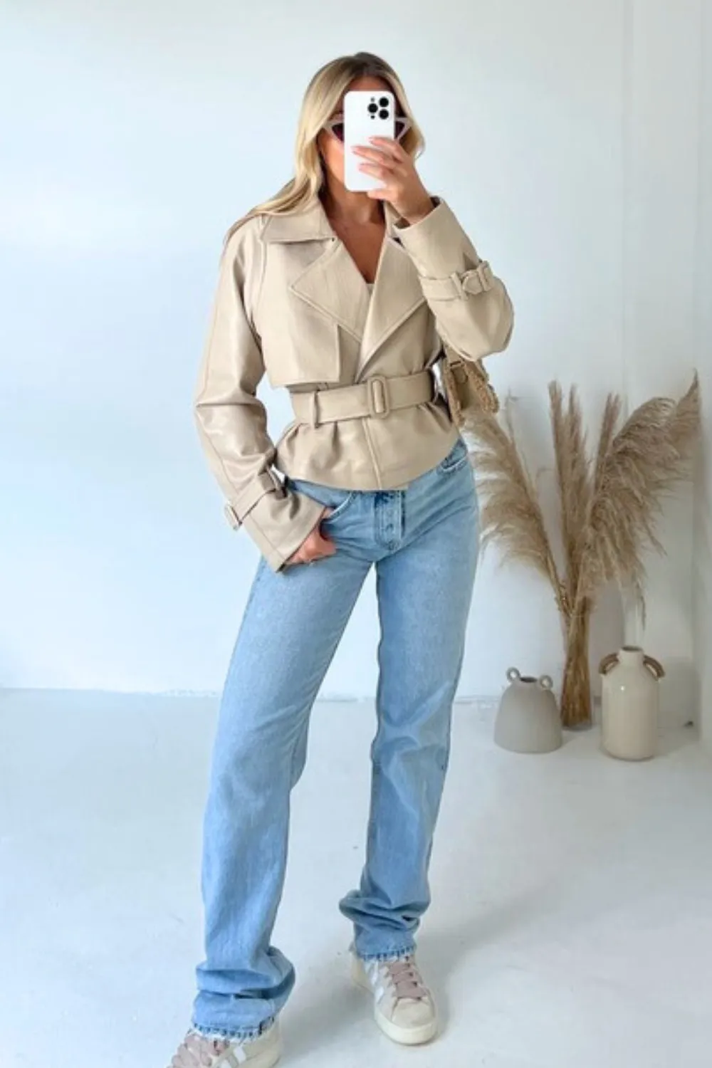 Bailey beige faux leather jacket