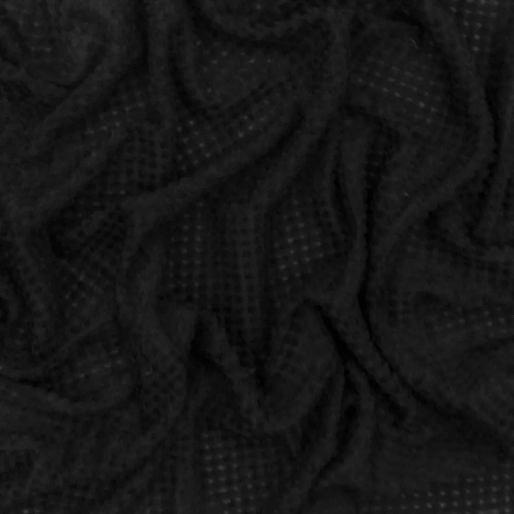 Basic Black Semi-Sheer Boucle Textured Stripe Knit Fabric