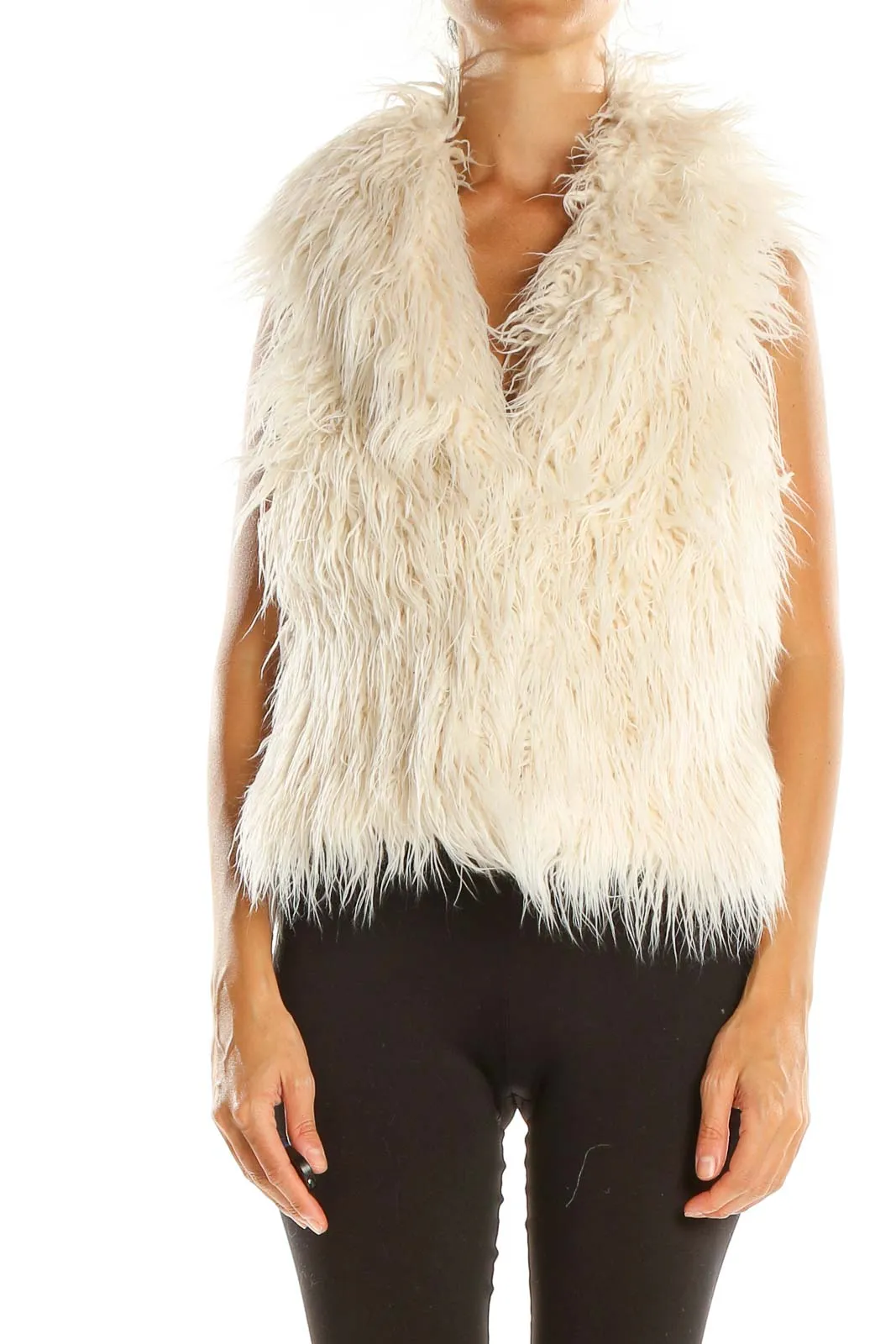 Beige Faux Fur Vest