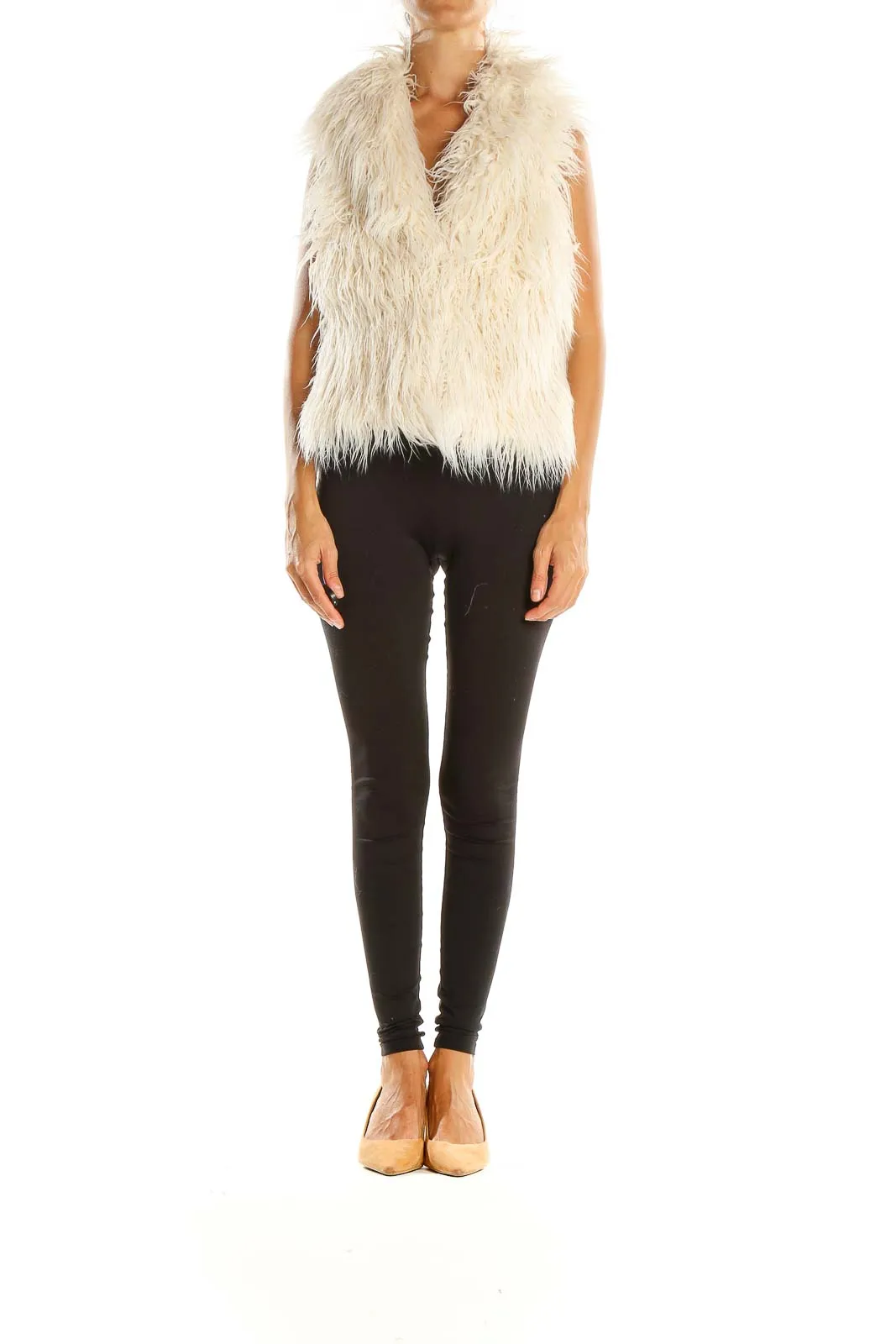 Beige Faux Fur Vest