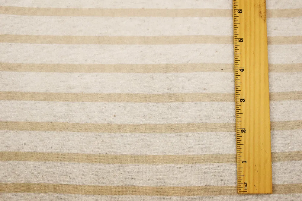 Beige-Gray-White Cotton Poly Striped Tissue Jersey Knit Fabric