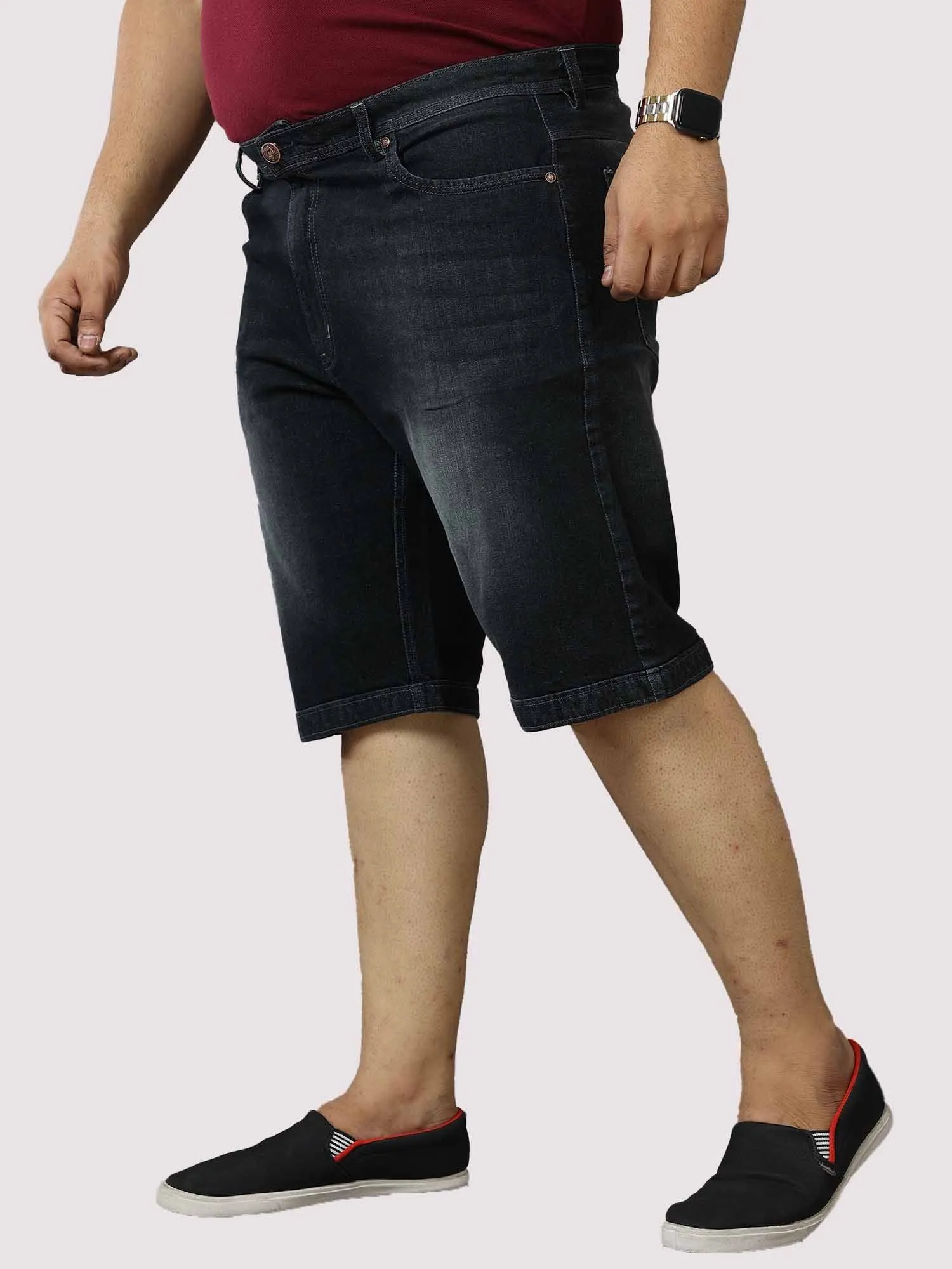 Black Denim Shorts Men's Plus Size