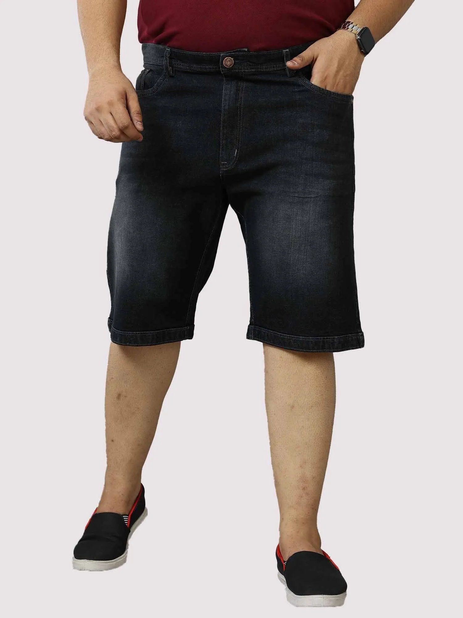 Black Denim Shorts Men's Plus Size