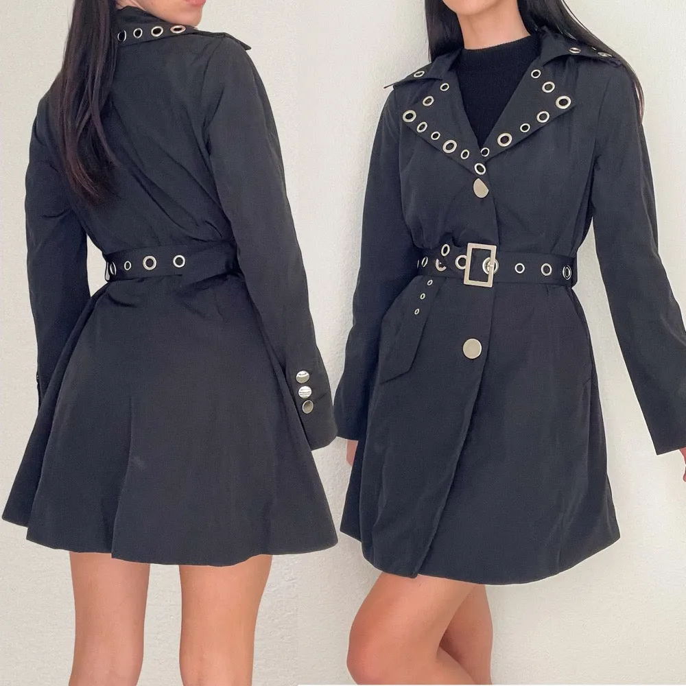 Black Eyelet Trench Coat