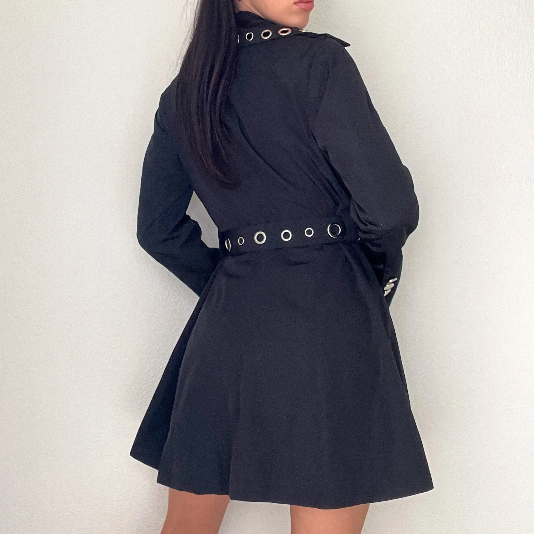 Black Eyelet Trench Coat