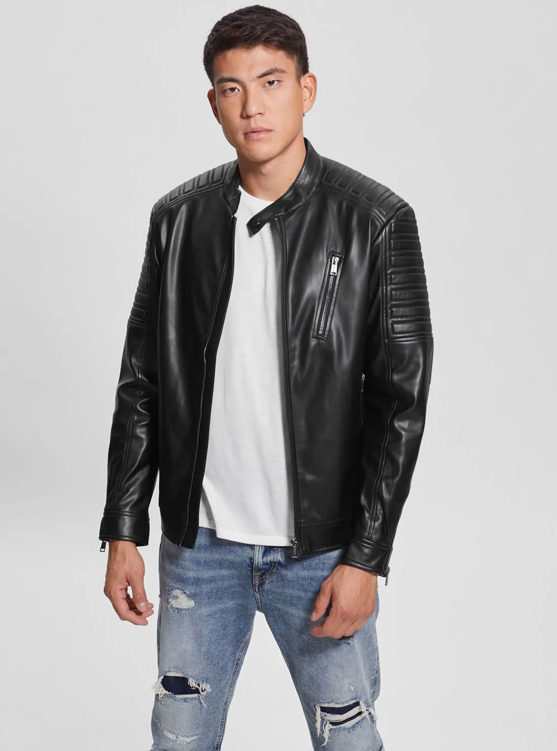 Black Urban Biker Faux Leather Jacket