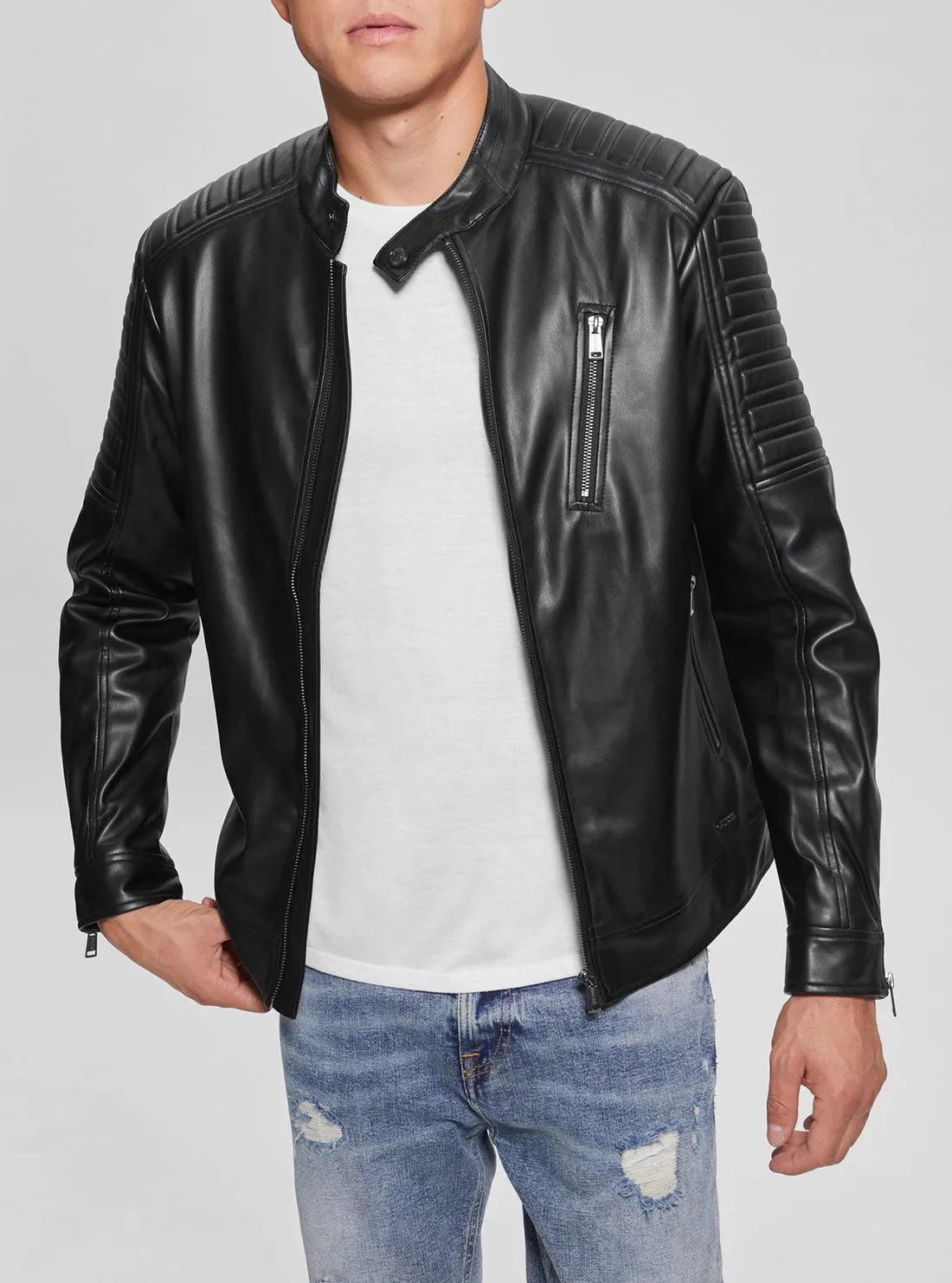 Black Urban Biker Faux Leather Jacket