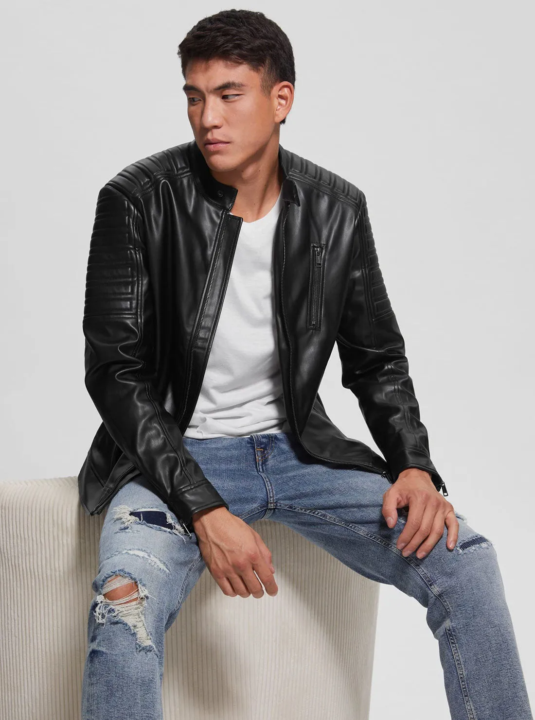 Black Urban Biker Faux Leather Jacket