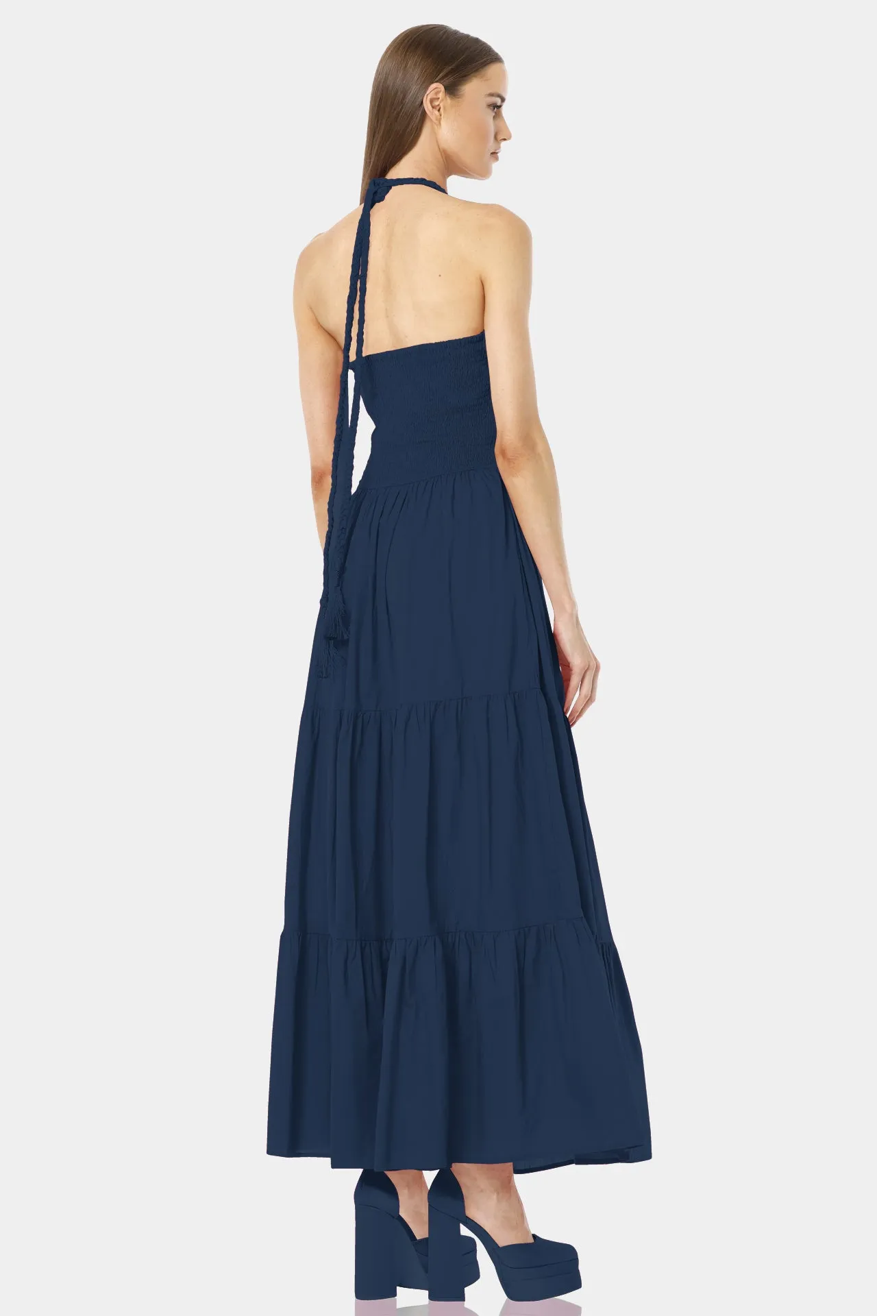 Blue Cut Out Layered Maxi Dress