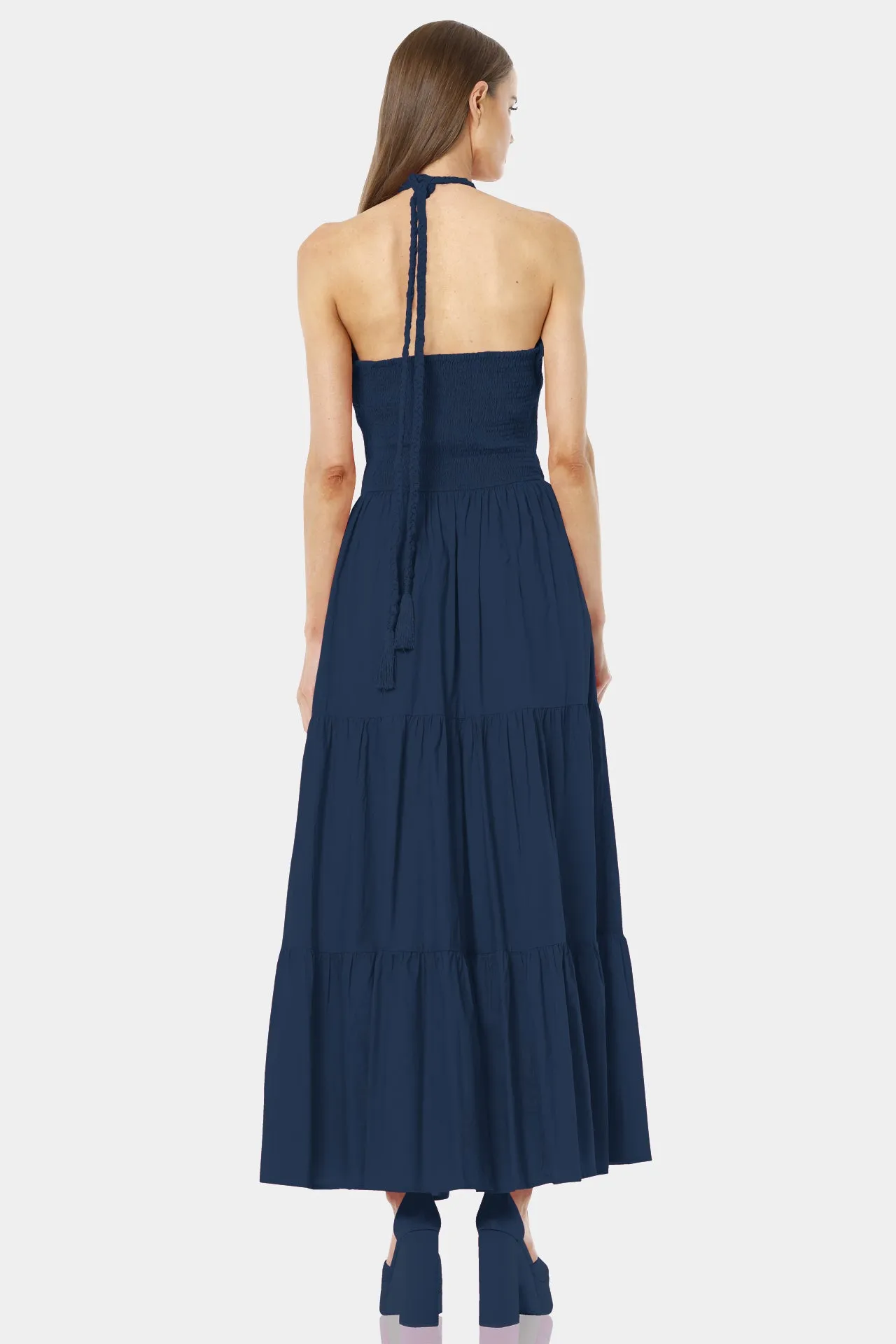 Blue Cut Out Layered Maxi Dress