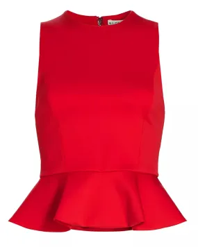 Bright Ruby Poppy Peplum Top