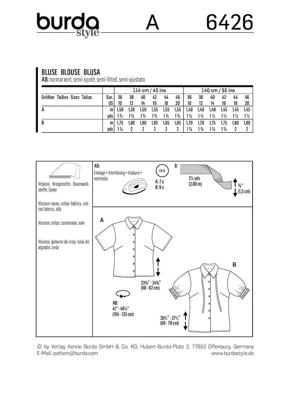 Burda Pattern 6426 (10-20)