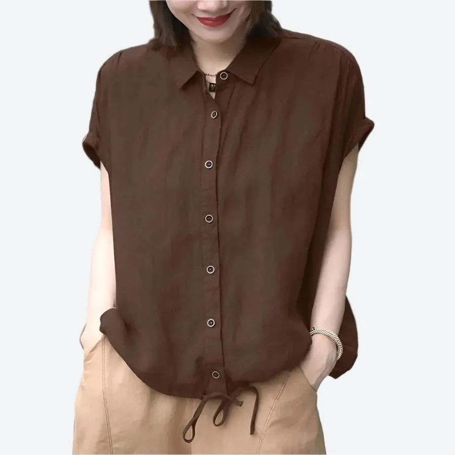 Button-Up Short Sleeve Linen Shirts