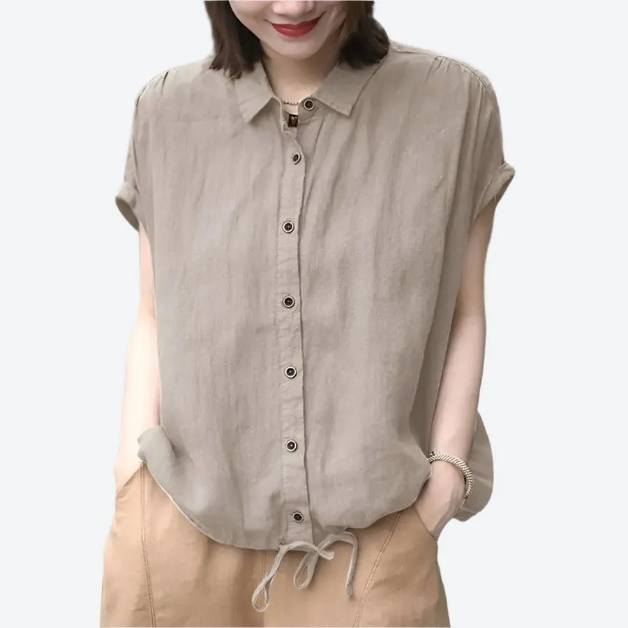 Button-Up Short Sleeve Linen Shirts