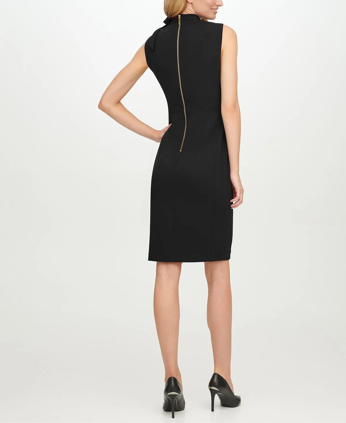 Calvin Klein Mini Sheath Dress with Bow, Black