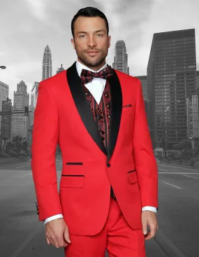 CAPRI RED TAILORED FIT 3 PC TUXEDO