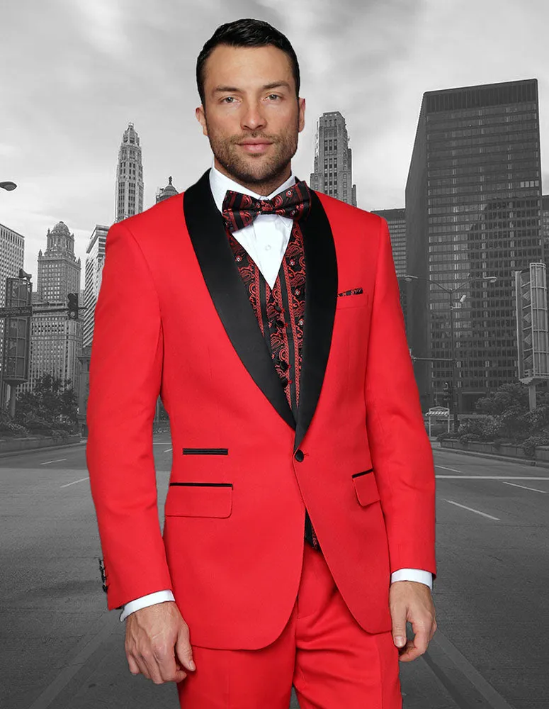 CAPRI RED TAILORED FIT 3 PC TUXEDO