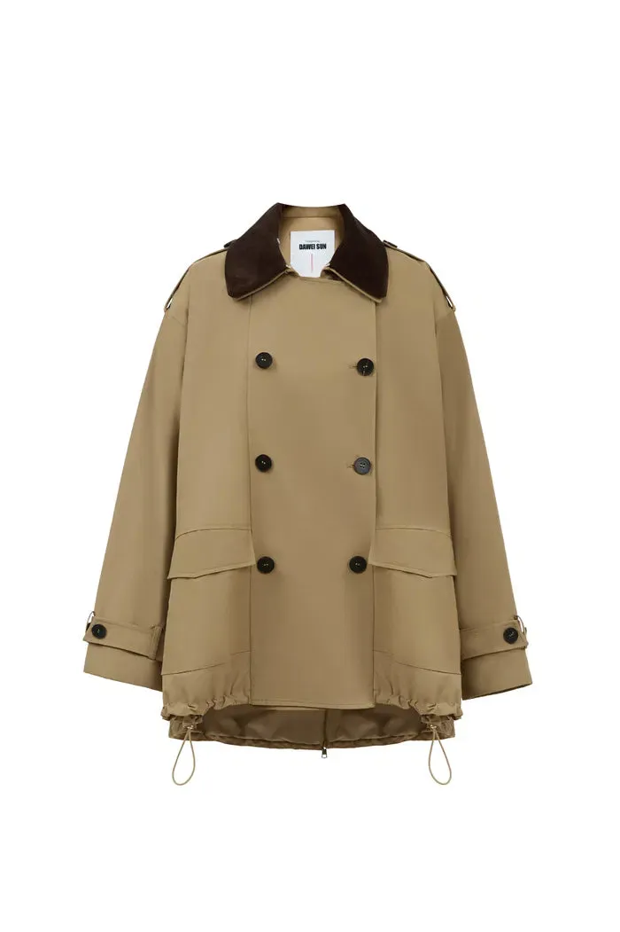 Cassian Short Trench Coat in Cotton Blend