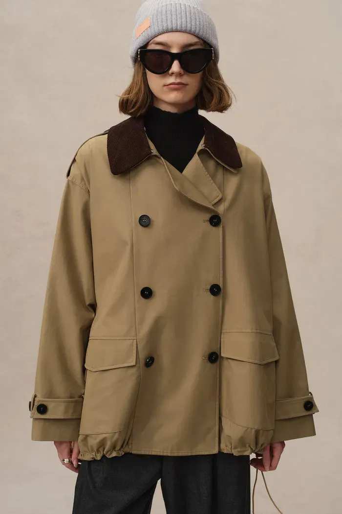 Cassian Short Trench Coat in Cotton Blend