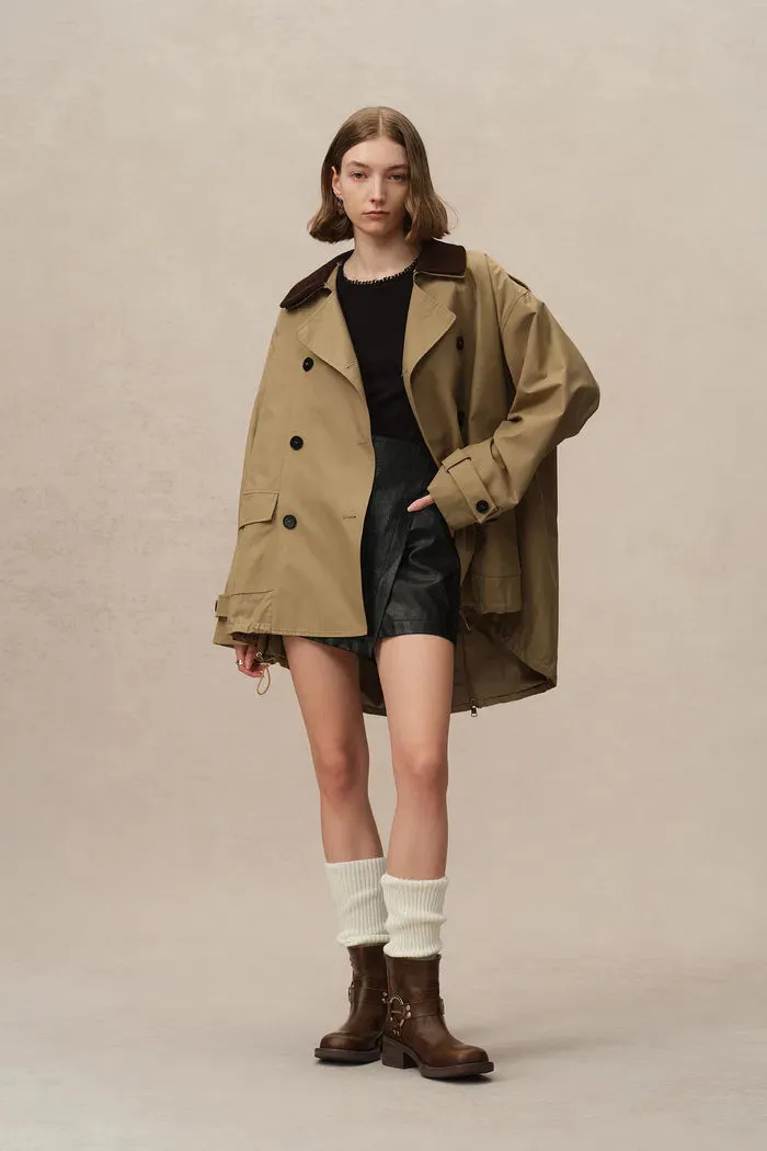 Cassian Short Trench Coat in Cotton Blend