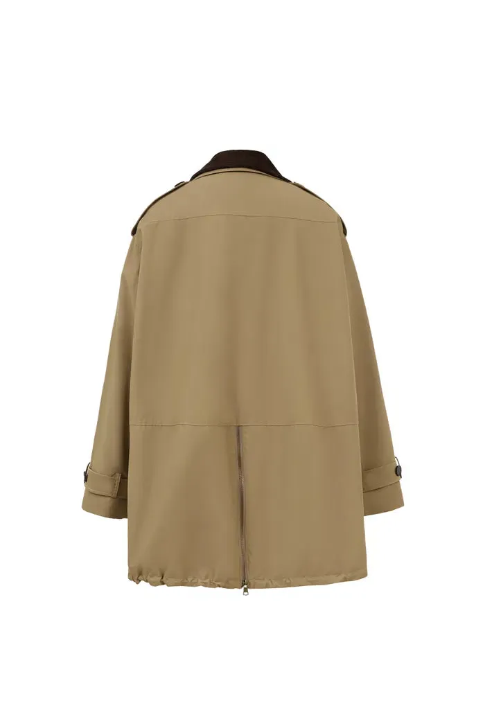 Cassian Short Trench Coat in Cotton Blend