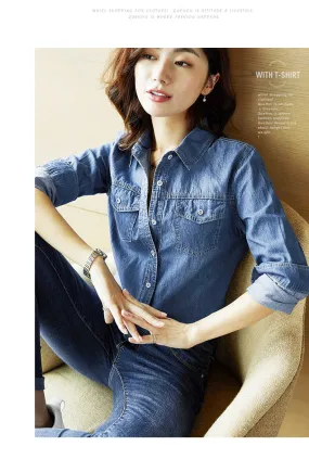 Casual Button Up Denim Top