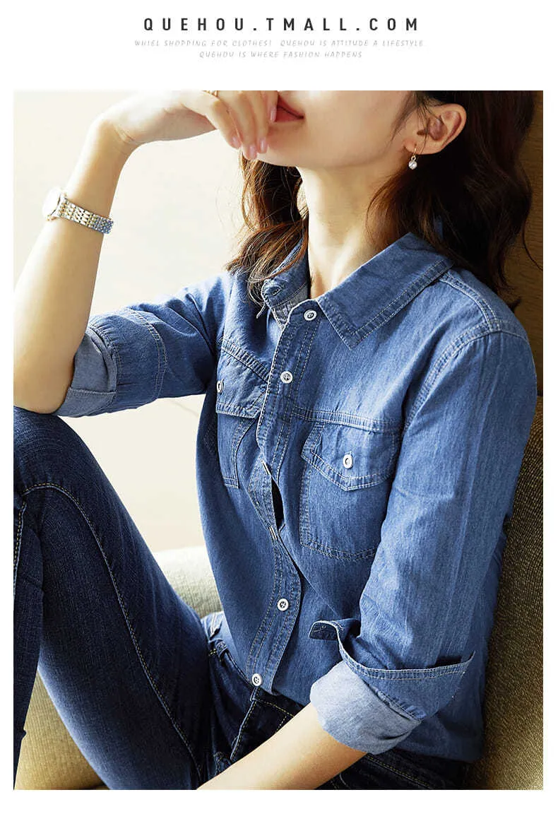 Casual Button Up Denim Top