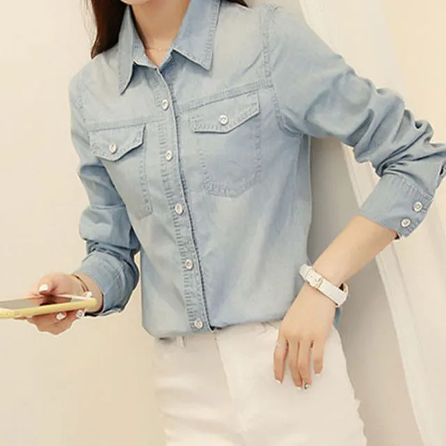 Casual Button Up Denim Top