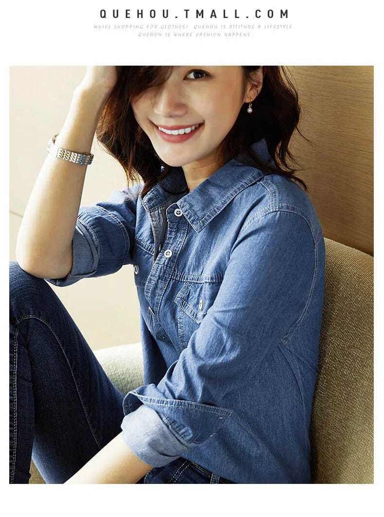 Casual Button Up Denim Top