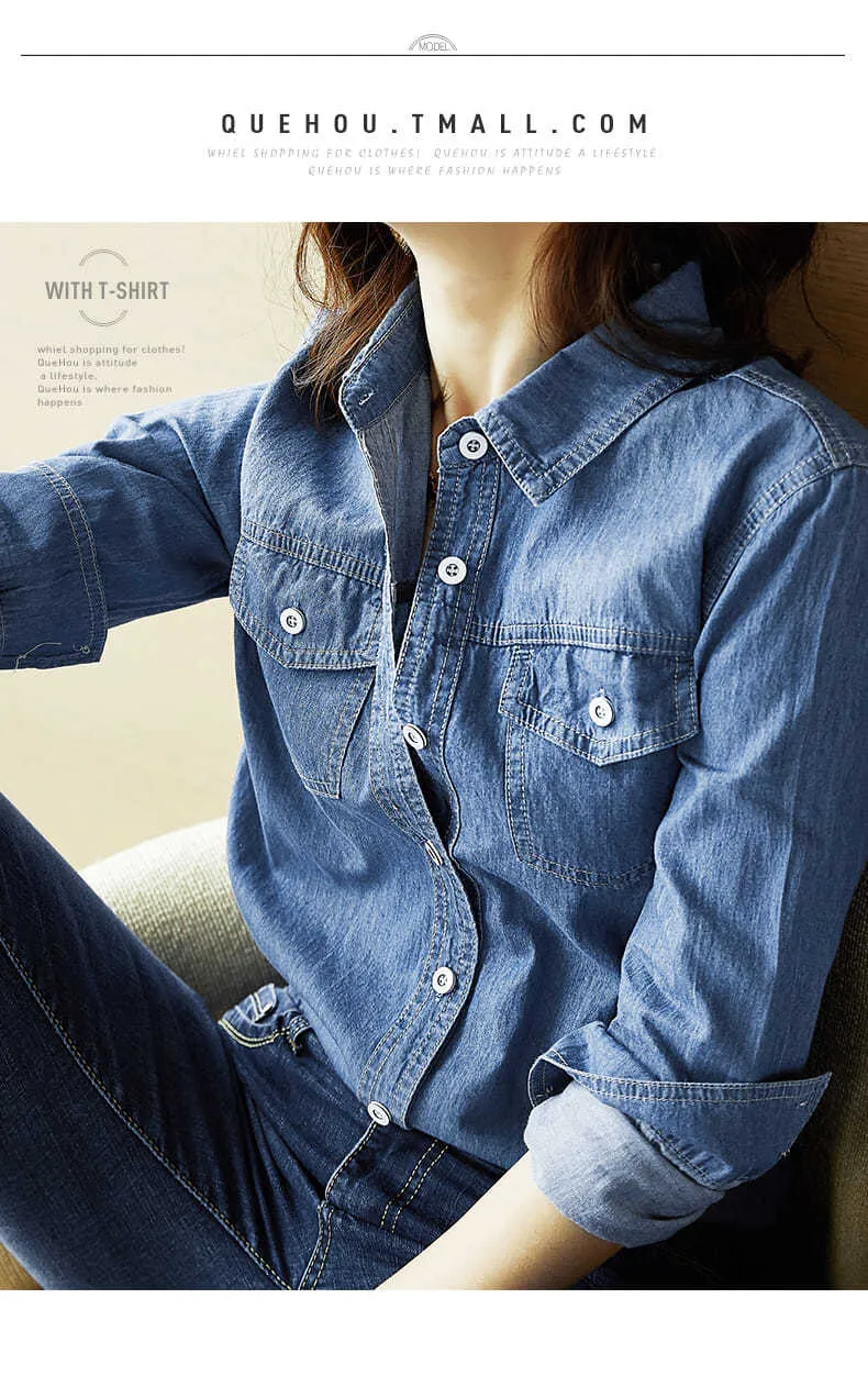 Casual Button Up Denim Top