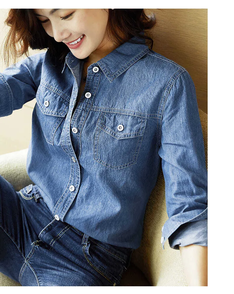 Casual Button Up Denim Top