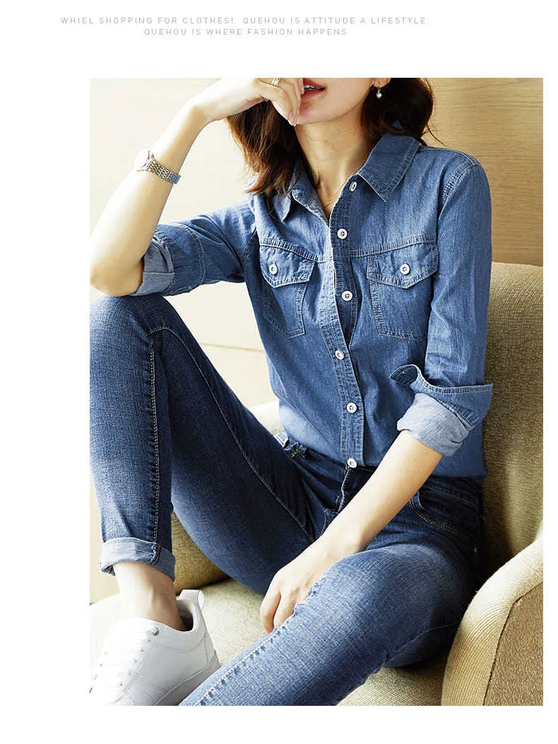 Casual Button Up Denim Top