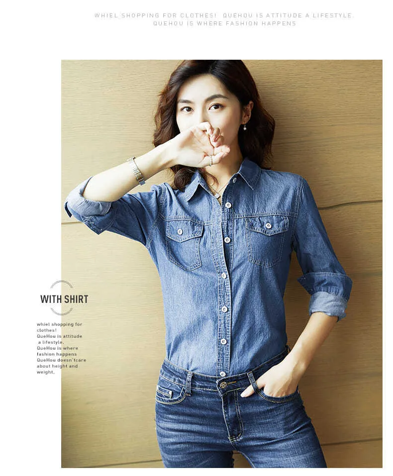 Casual Button Up Denim Top