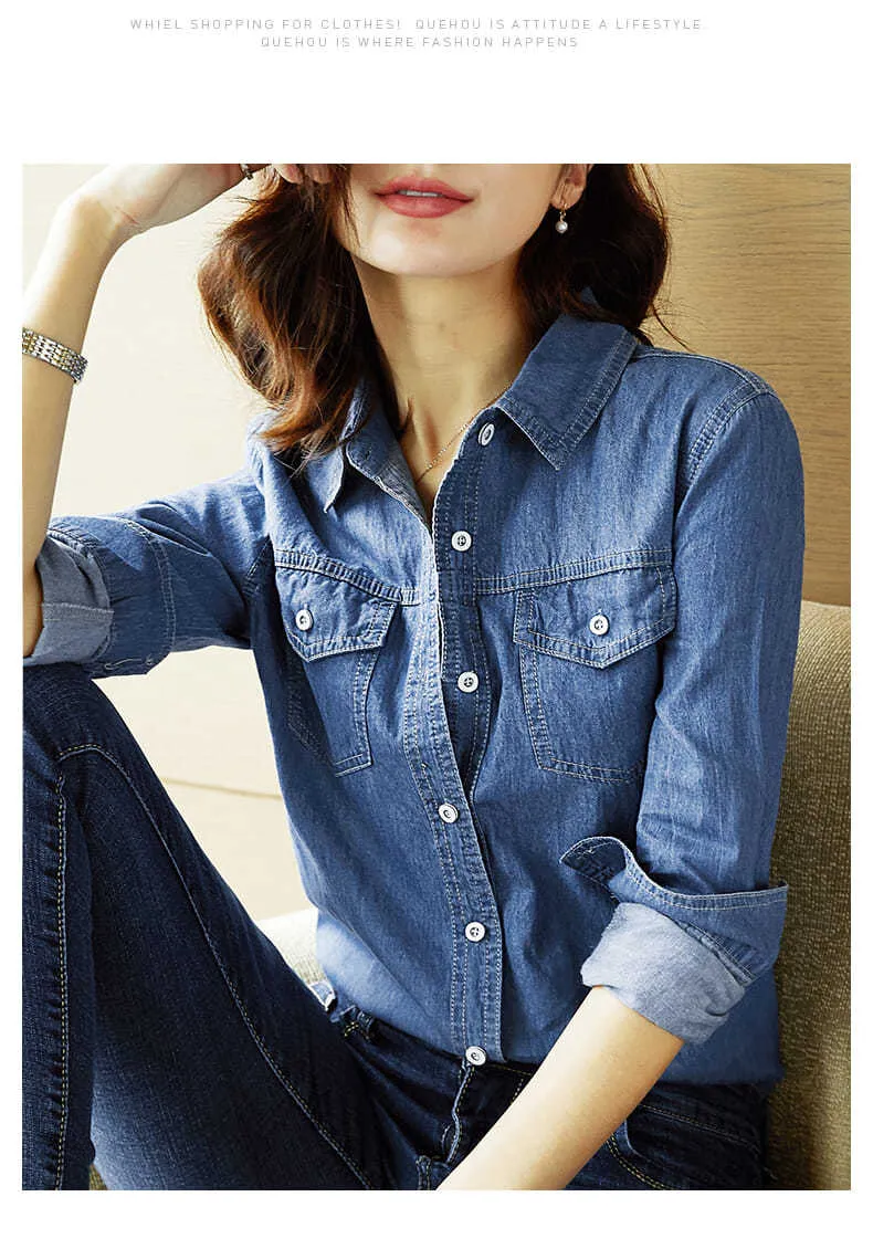 Casual Button Up Denim Top