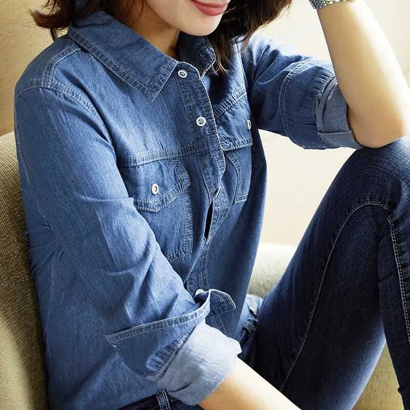 Casual Button Up Denim Top