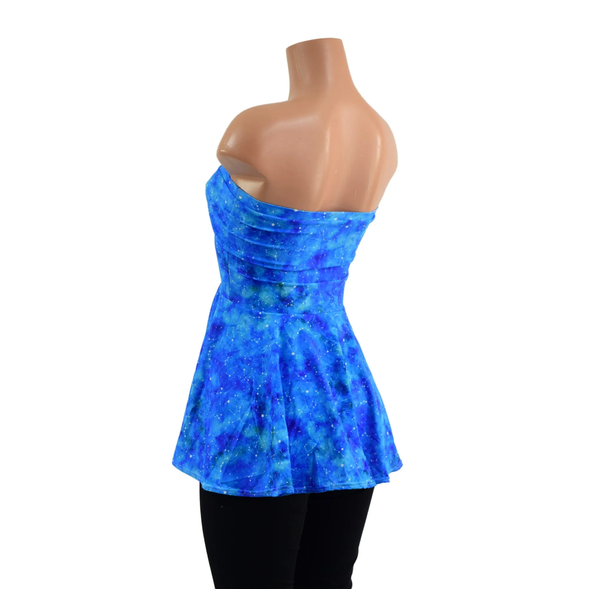 Celestial Print Laceup Peplum Top